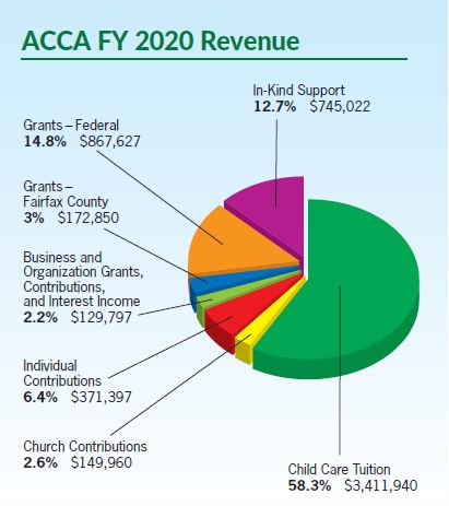 Pie chart displaying sources of revenue.